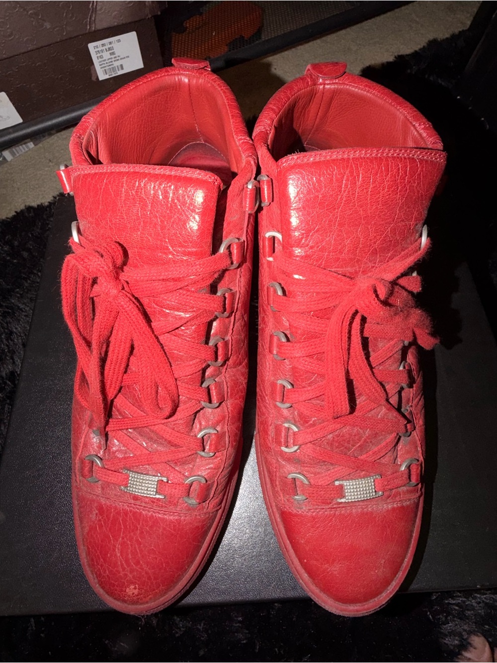 Balenciaga Red High-Top Lace-Up Sneakers